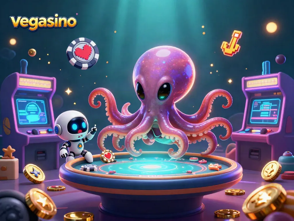Engage in thrilling gameplay at vegasino with an alien octopus and poker hologram!