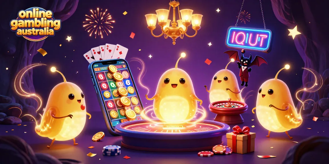 Engage in online gambling Australia with a vibrant 3D casino scene featuring glowworms and a bat dealer.
